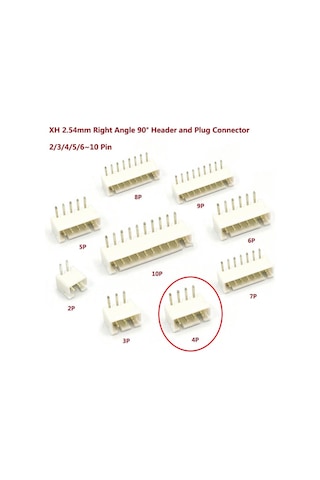 4 Pin Jst-xh 2.54 Tunik Konnektör Erkek Eğik 90