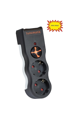 Tunçmatik İkili Akım Korumalı Priz Anahtarlı Siyah Tsk19022 1050 Joule