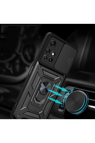 Apple Uyumlu iPhone 16 Pro Max Kılıf Kamera Koruma Sürgülü Şık Pars Tank Sert Silikon Kapak Siyah