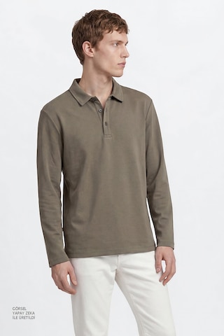 Altınyıldız Classıcs Erkek Hakı Pamuklu Slim Fit Dar Kesim Polo Yaka Uzun Kollu Esnek Tişört Haki