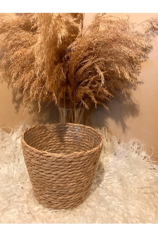 V Şeklinde Hasır Kalın Örgü İçi Poşetli Saksılık Büyük Boy