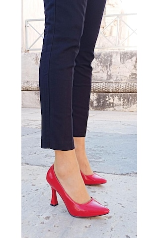 Gdt Ayakkabı Kırmızı Rugan Kadeh Topuklu Kadın Stiletto 001