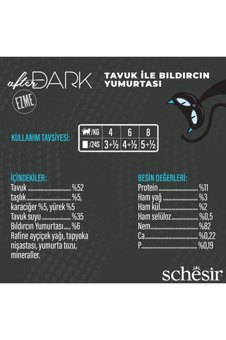 Schesir After Dark Pate Tavuk Etli Ve Bıldırcın Yumurtalı Tahılsız Yetişkin Kedi Konservesi 80 Gr