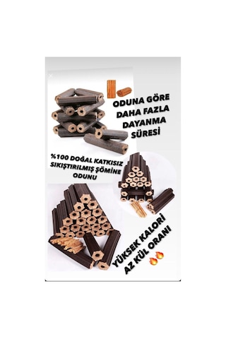 Briket Şömine Odunu 30 G Çıra Hediyeli