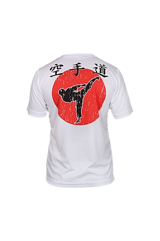 Dosmai Dijital Baskılı Karate Bisiklet Yaka Spor T-shirt Krt093 Beyaz