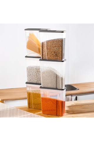 Porsima Org-451 Sandy 6'lı 5,90l Erzak Saklama Kabı Seti Antrasit