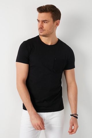 Buratti % 100 Pamuklu Slim Fit Bisiklet Yaka Cepli Erkek T Shirt 5902000 Siyah