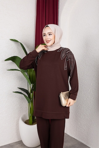 Hira Life Fashion Moda Efsa Kadın Kahverengi Tesettür Giyim Zarif Taş Detaylı Tunik & Pantolon İkili Takım Kahverengi Kahverengi Hira Life Fashion Moda Efsa Kadın Kahverengi Tesettür Giyim Zarif Taş Detaylı Tunik & Pantolon İkili Takım Kahverengi Kahverengi