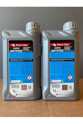 2 Adet Petrol Ofisi Yeşil Renkli Mavi Yerine Geçer İnorganik Konsantre 1 Litre Antifriz 09/2025 Üretim Mavi - Yeşil