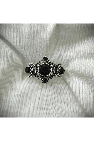Dükkan Design Gecenin Karanlığı Ayarlanabilir Taşlı Yüzük Siyah