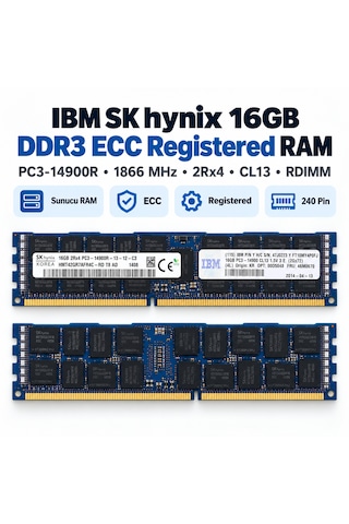 Ibm Sk Hynix 16gb Ddr3 1866mhz Pc3-14900r Ecc Registered Rdımm Sunucu Ram Hmt42gr7afr4c-rd