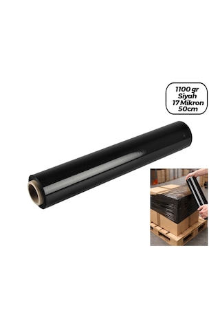 Go İthalat 6 Adet Brüt:1100gr Net Streç :600gr Siyah Koli - Palet Streç Film 17 Mikron 50cm