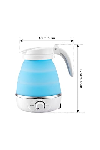 Springsun Katlanabilir Seyahat Su Isıtıcısı - 0.6l 5 Ayar Sıcaklık Kontrollü, Çay Kahve Ve Bebek Sütü İçin Pratik 110 Karakter Mavi