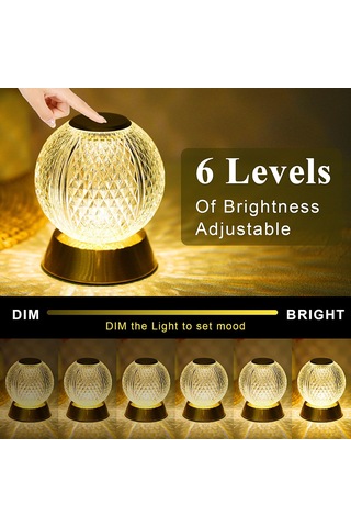 Neoglint Kristal Metal Başucu Lambası Akülü Masa Lambası Dokunmatik Kontrol Masa Lambası 3 Açık Renk