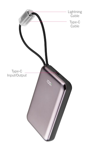 10.000 Mah Kablolu Pd Quick Mini Electronic Painting Powerbank Taşınabilir Sarj Cihazı Açık Gri