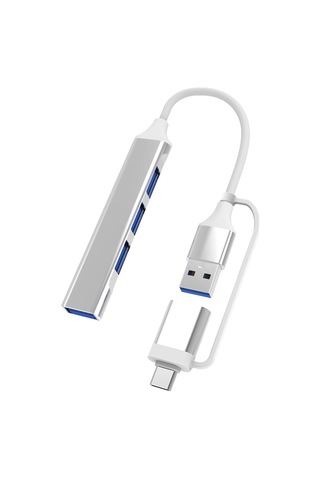 Skycity Alüminyum Gövde 4 Usb 3.0 Portlu Çok Fonksiyonlu Usb+type-c Hub Genişletici Dökümü - Gümüş