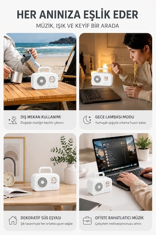 Taşınabilir Özel Tasarım Güçlü Ses 5w Kedi Figürlü Bluetooth, Aux, Tf Kart Destekli Hoparlör