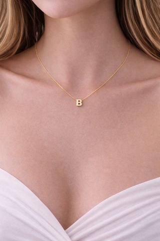14k Altın Renginde B Harf Minimal Model Çelik Kadın Kolye Altın