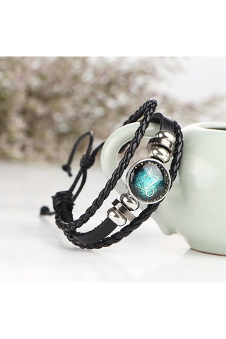 Xindoker Gümüş Renkli İkizler Burcu Deri Bilezik - El Dokuma Vintage Tasarım, Ayarlanabilir Uzunluk, Unik Özelliklerinizi Yansıtan Astoloji Aksesuarı Diğer