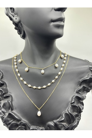 Birinci1926 Doğal İnci Üçlü Kolye Set