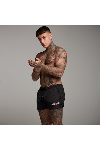 Siyah Muscleguys Yaz Rahat Plaj Kısa Erkekler İçin Günlük Ince Erkek Şort Ter Koşu Fitness Şortu Moda Baskı Spor Salonu Vücut Geliştirme Kısa Pantolon Siyah