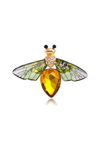 Padalink Yeşil Yncp6120 Serisi Yumuşak Canlı Desenli, Elmaslı Ve Kristal Takviyeli, Allüminyum Malzeme Broş, Giyim Dekorasyonu İçin Zarf Pin Yeşil