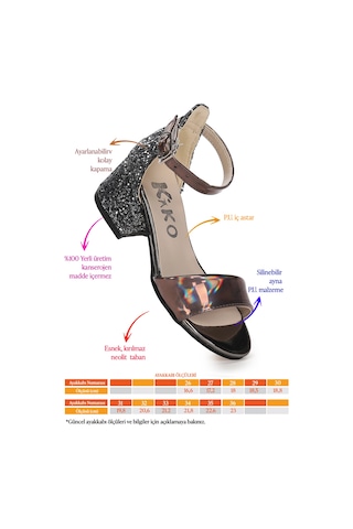 Kiko Kids Sheila Ayna Çam Günlük Kız Çocuk 3 Cm Topuklu Sandalet Abiye Ayakkabı Gümüş