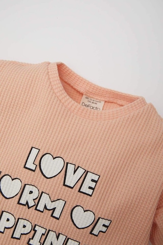DeFacto Kız Bebek 2'li Takım Waffle Bisiklet Yaka Baskılı Sweatshirt Beli Lastikli Geniş Bol Paça Eşofman Altı E0202A525SPOG577 Turuncu