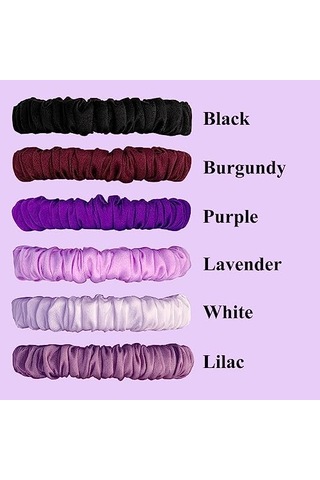 Vlomot 6 Adet İpek Saç Bağları,%100 Saf Dut İpek Skinny Scrunchies, Saç Bakımı, Hasar Vermez, 6 Şık Renk Mor, Siyah, Bordo, Lavanta, Beyaz, Leylak Diğer