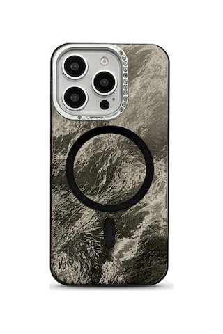 Apple İphone 15 Pro Max Uyumlu Kılıf Glow Taşlı Silikon Kılıf Kablosuz Şarj Siyah