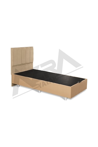 Nero Tek Kişilik Baza Haki Başlık Krem %100 Çelik+ Mdf 90 x 190 CM