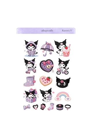 5 Sayfa Kuromi Sticker Seti- Kuromi Sticker - 929194283 Diğer