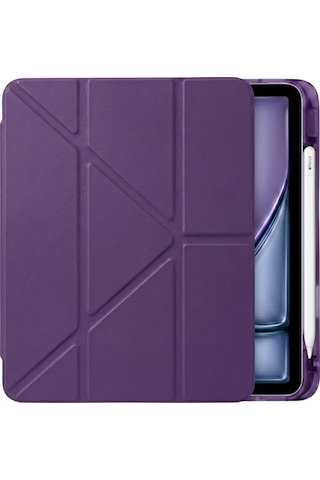 Ps Apple Uyumlu iPad Air 11 İnç M4 / M3 / M2 Tri Folding Standlı Kılıf - Mor Kapaklı Kılıf