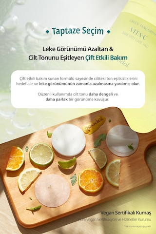 Goodal Yeşil Mandalina Özlü Leke Karşıtı Tonik Ped Green Tangerine Vita C Dark Spot Care Pad 23 Adet