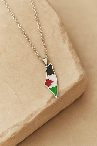 Filistin Haritası Gümüş 925 Ayar Kolye Özgür Filistin Temalı Altın