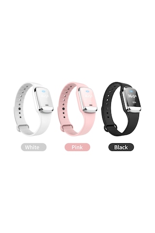 Neevoyu M20 Pembe Ultrasonik Entegre Saat Ve Sıcaklık Ölçer Dışarıda Kullanıma Uygun Uyku Güvenli Kovucu Bileklik Pembe