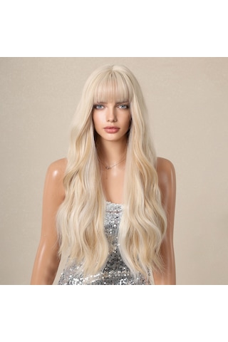 Patlama Isıya Dayanıklı Sentetik Saç Peruk İle Kadınlar İçin Doğal Uzun Kıvırcık Saç Pe Günlük Peruk Kaynak Çıtçıt Postiş 58644738