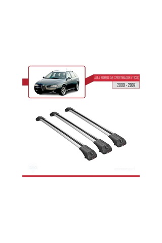 Alfa Romeo 156 Sportwagon T932 2000-2007 Arası İle Uyumlu Ace-1 Ara Atkı Tavan Barı Gri 3 Adet Bar