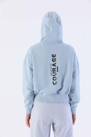 Maraton Sportswear Oversize Kadın Kapşonlu Uzun Kol Basic Sisli Mavi Sweatshirt 20335-sisli Mavi