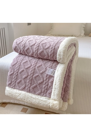Hqgoodstore Yeni Ev Basit Düz Renk Kalınlaştırılmış Kuzu Kadife Çift Yumuşak Tek Battaniye Mor 150 200cm Mor