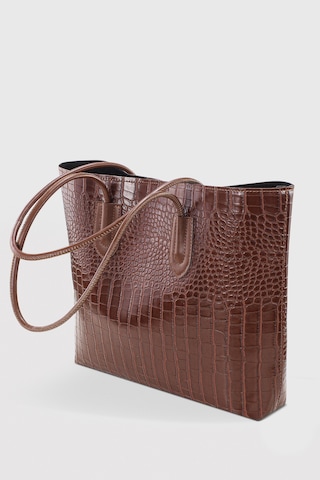 Housebags Kadın Retro Vintage Shopper Çanta Taba Krokodil 264 Taba