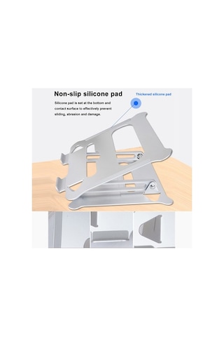 Pazly Dizüstü Bilgisayar Standı, Ayarlanabilir, Taşınabilir, Alüminyum, Kaymaz, Katlanır Stand