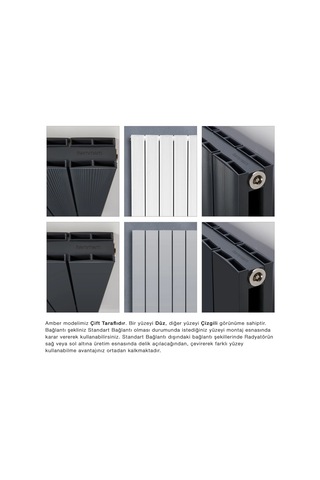 500x1035mm Amber Yatay Gümüş Gri Alüminyum Radyatör