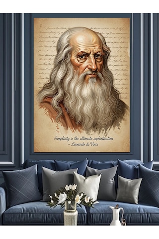 Leonardo Da Vinci Ve "sadelik En Üst Düzey Karmaşıklıktır"sözü Dekoratif Kanvas - Mdf Ahşap Tablo