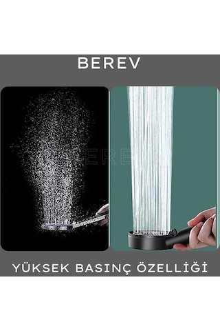 Berev Krom 5 Fonksiyonlu Yüksek Basınçlı Ayarlanabilir Duş Başlığı Krom