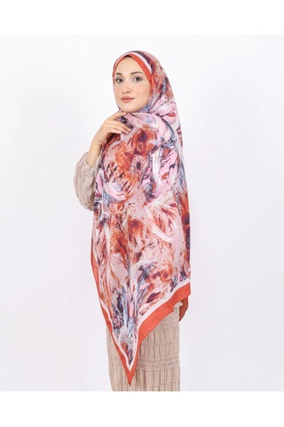 Luissa Bambu Kraş Şal Pastel Desen Kiremit