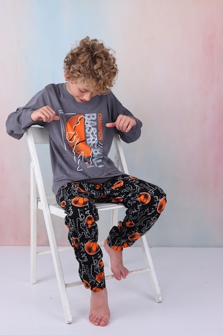 Yeni Sezon Erkek Çocuk Gez Garson Basketball Uzun Kollu Pamuk İnterlok Pijama Takımı 5154-füme Füme