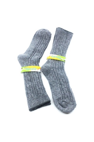 2 Çift, Ekstra Kalın Iğne No 6 Numara Da Kışlık Lambswool Bot Çor Gri
