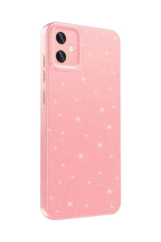 Zore Galaxy Uyumlu A05 Kılıf Kamera Korumalı Simli Lüks Koton Kapak - Pembe Pembe