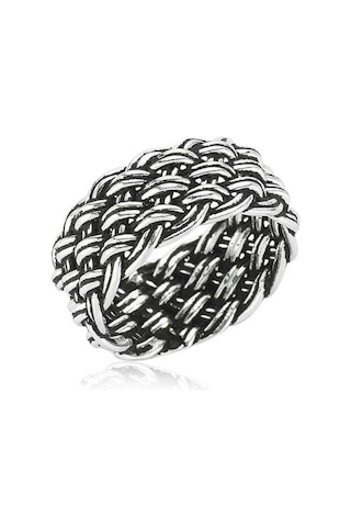 Örme Hasır Model Gümüş Erkek Yüzük Taşsız S008